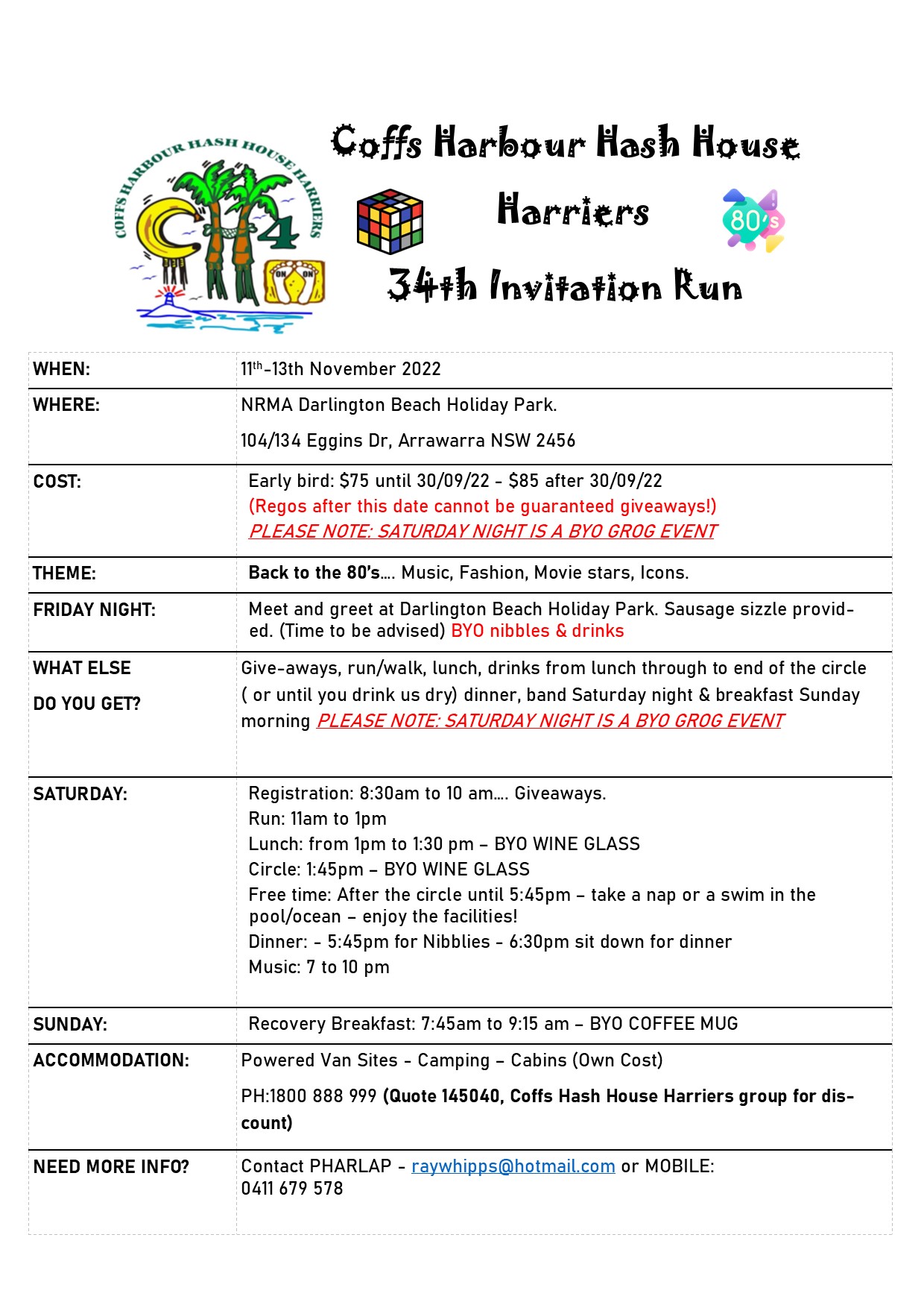 Coffs Harbour Hash House Harriers. A drinking club with a running